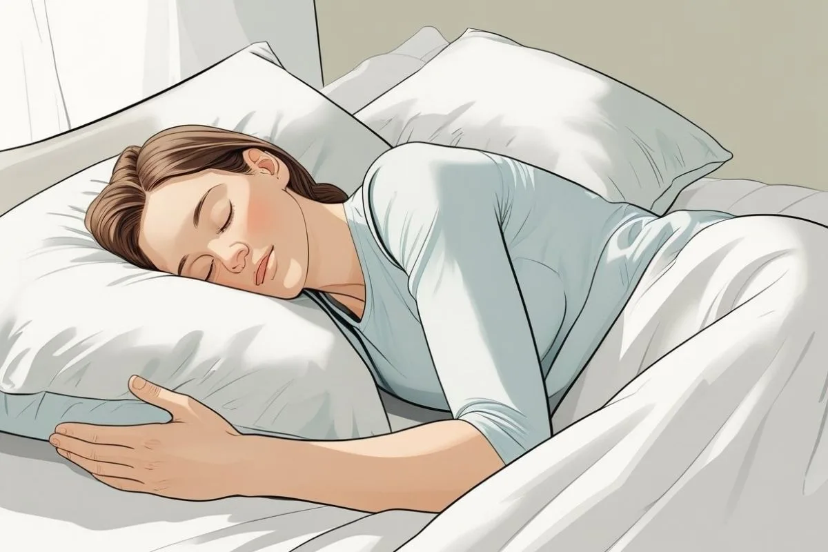 How to Sleep with Hemorrhoids: Expert Tips for Nighttime Relief Person sleeping on their side while hugging a pillow, illustrating a recommended sleep position for managing hemorrhoid symptoms and improving comfort