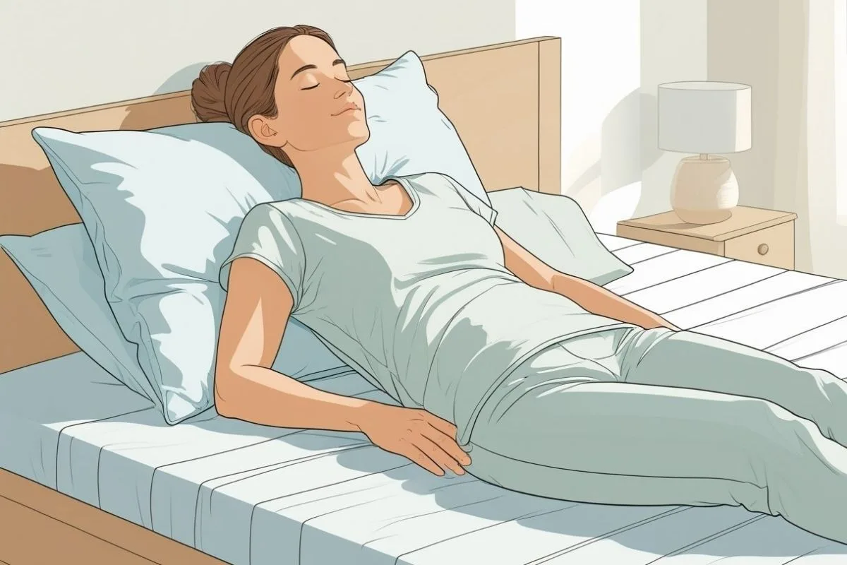 How to Sleep with Hemorrhoids: Expert Tips for Nighttime Relief Person sleeping with the upper body slightly elevated, demonstrating a position that may improve circulation and reduce nighttime discomfort from hemorrhoids