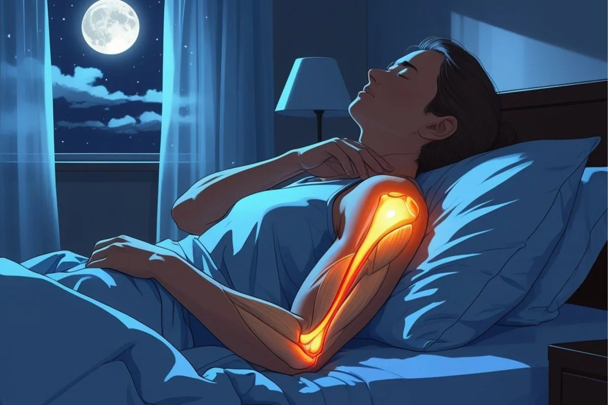 Back sleeping position showing shoulder alignment for shoulder pain relief at night