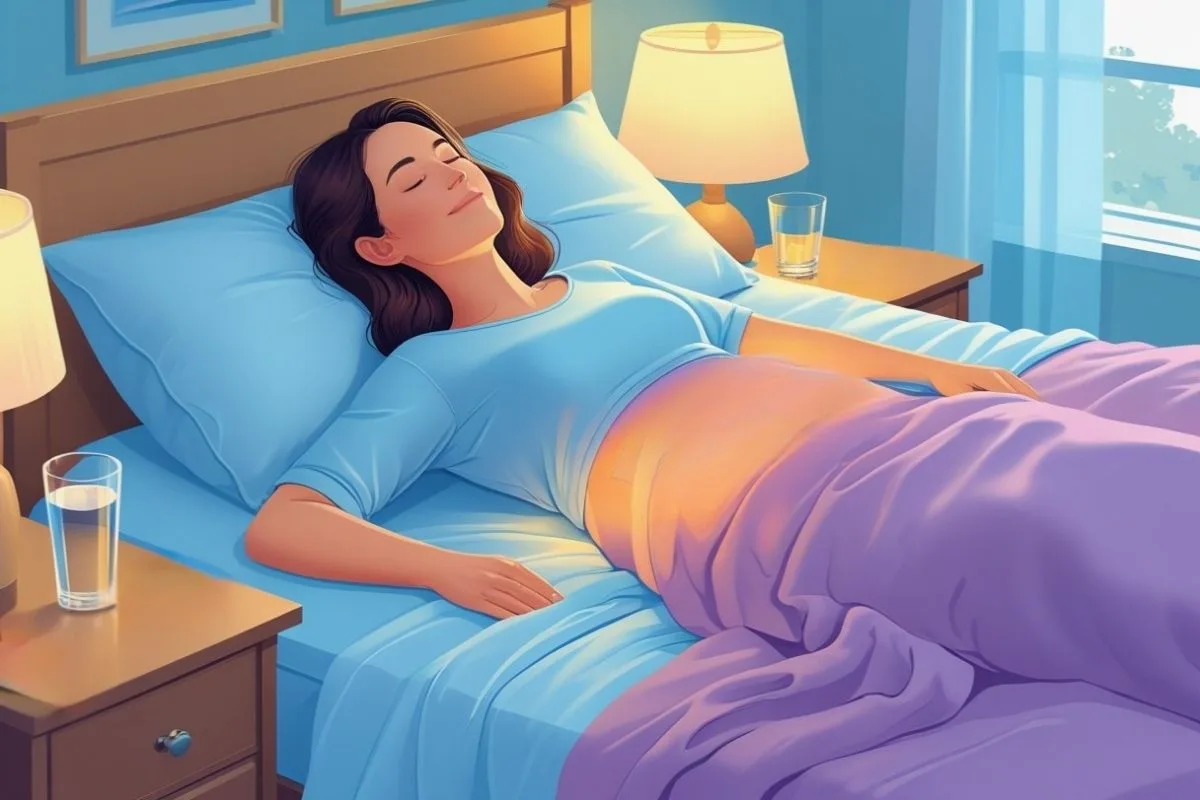 How to Sleep with UTI Discomfort: Effective Nighttime Relief Tips Woman resting comfortably in bed with a heating pad to help reduce uti discomfort during the night