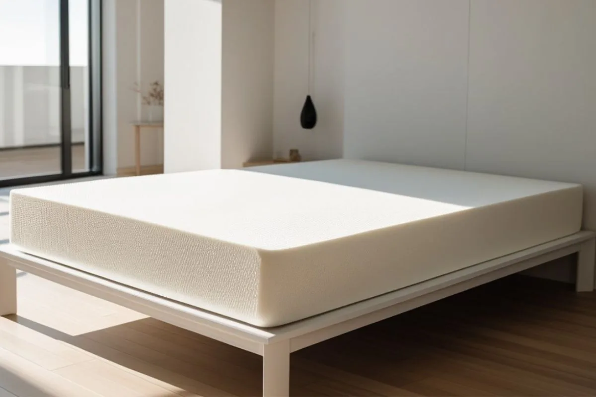 How to Store a Latex Mattress? Latex mattress stored flat on a bed frame in a cool, well-ventilated room to preserve its durability and support