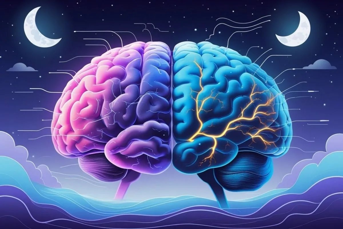 Brain illustration highlighting how healthy sleep supports brain function and memory in alzheimer's disease