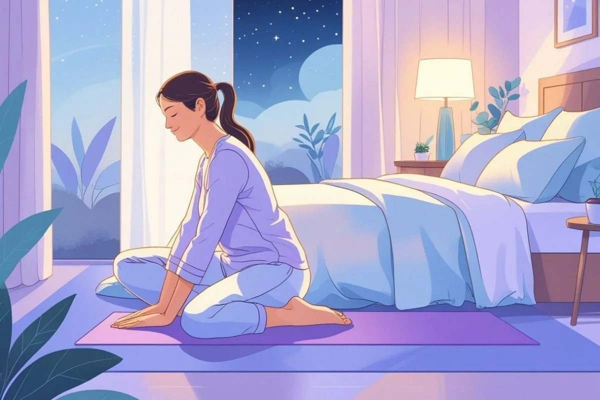 Stretching Before Bed: Benefits and Simple Routines to Improve Sleep Seated stretch before bedtime to release tension and help the body wind down for sleep