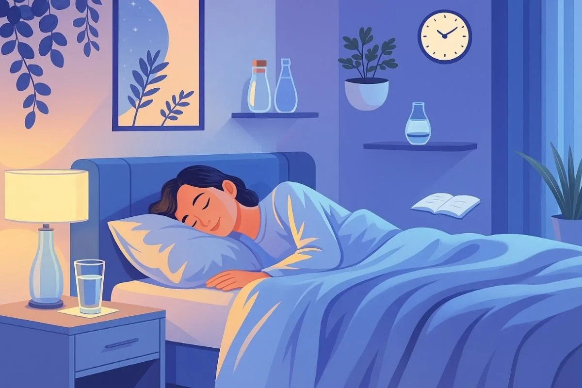 Stretching Before Bed: Benefits and Simple Routines to Improve Sleep Peaceful bedroom with a person sleeping after completing a relaxing bedtime stretching routine