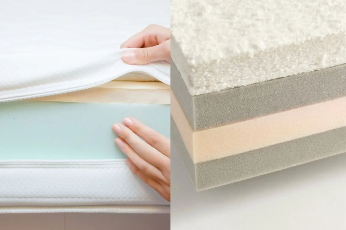What Is the Difference Between Foam and Latex Mattress? Foam mattress layers and latex mattress materials displayed to compare composition, comfort, and durability