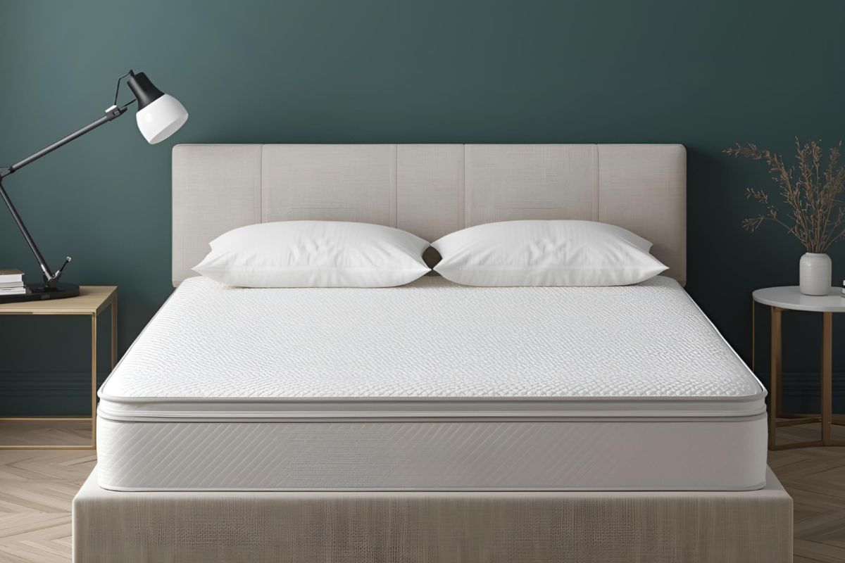 Latex mattress displayed in a modern bedroom, highlighting the supportive and durable sleep surface that attracts many latex mattress buyers