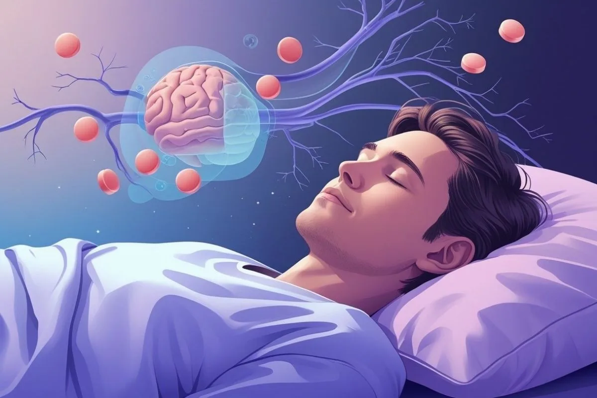 Anemia and Sleep: Can Iron Deficiency Affect Your Sleep? Brain and red blood cell illustration showing how iron deficiency and anemia can affect sleep quality and brain function