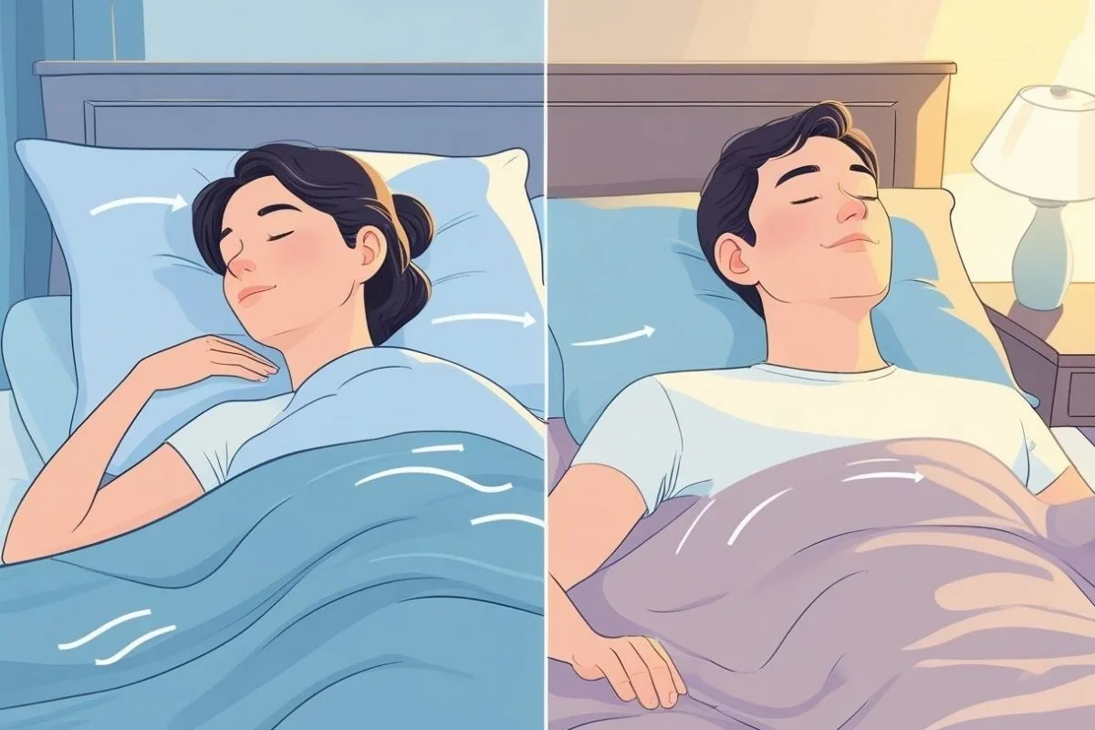 Comparison of side and back sleeping positions that can help improve breathing and reduce asthma symptoms during sleep