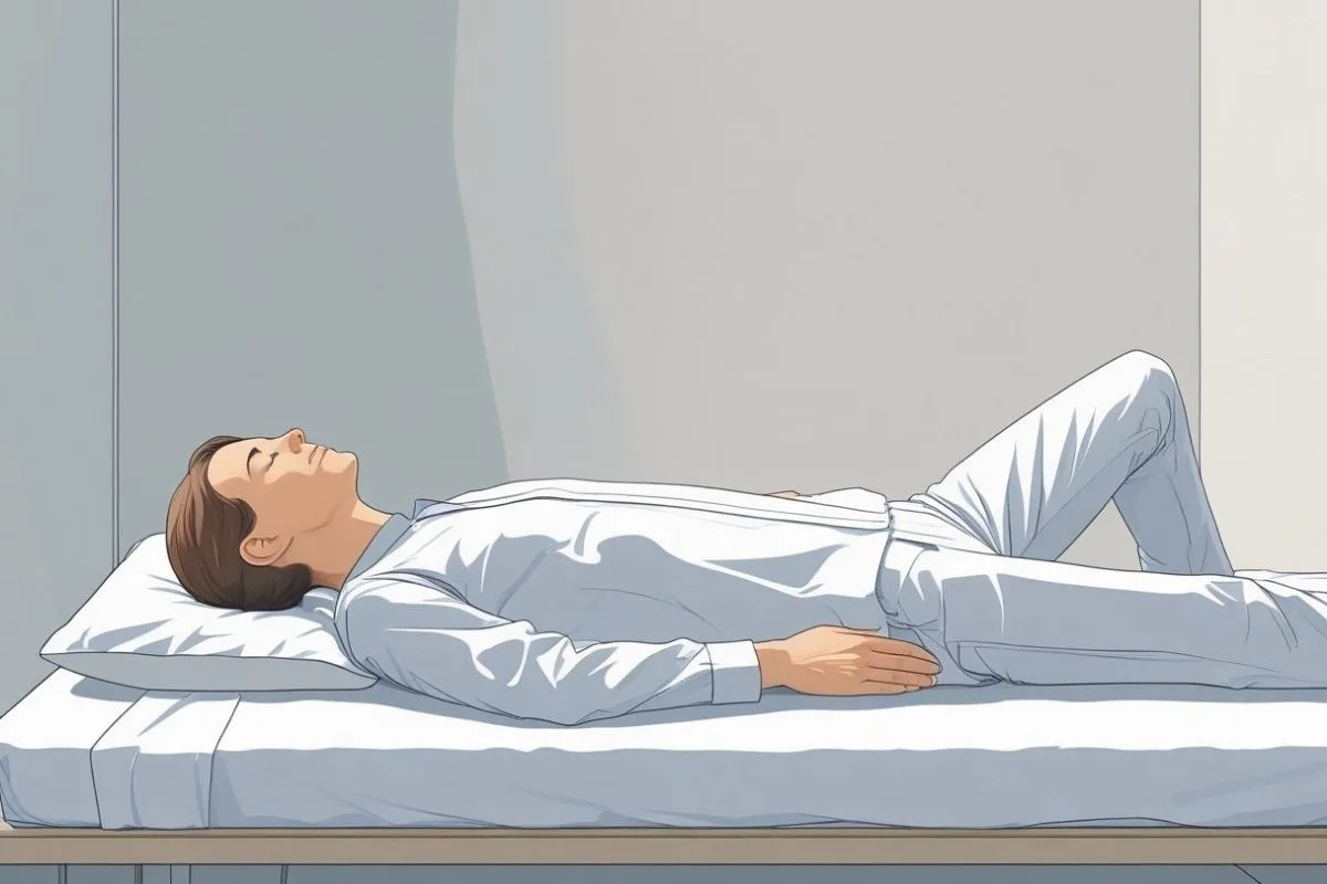 Person sleeping with the upper body slightly elevated to promote easier breathing and reduce nighttime asthma discomfort