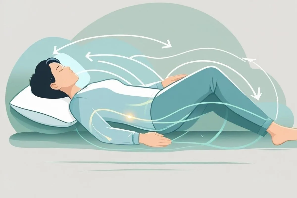 Best Sleeping Position for Peripheral Artery Disease: How to Improve Circulation? Diagram showing a supported back-sleeping position that promotes healthy circulation for people with peripheral artery disease