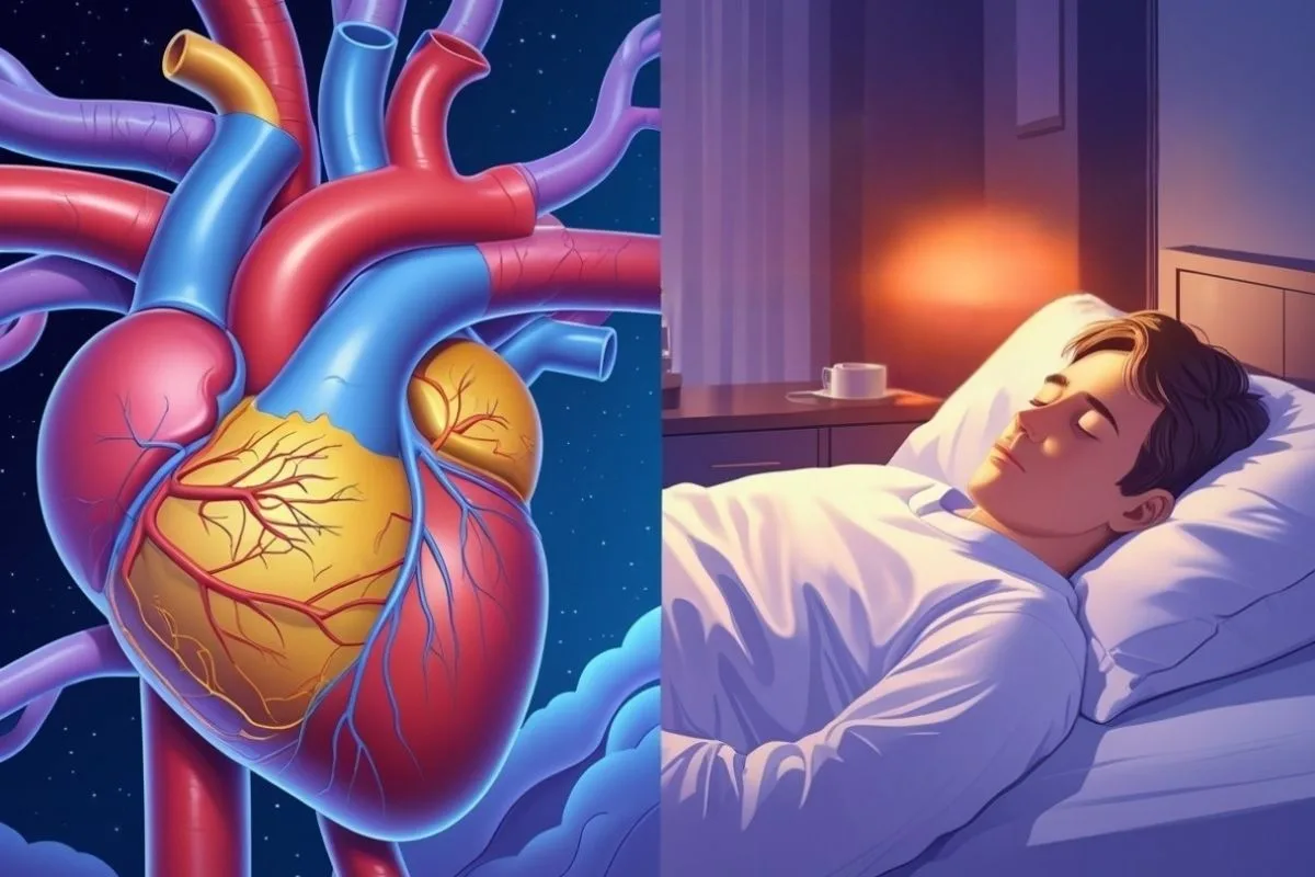 Can Lack of Sleep Cause High Cholesterol? Understanding the Connection Illustration of the heart alongside restful sleep highlighting the connection between sleep quality and cardiovascular health