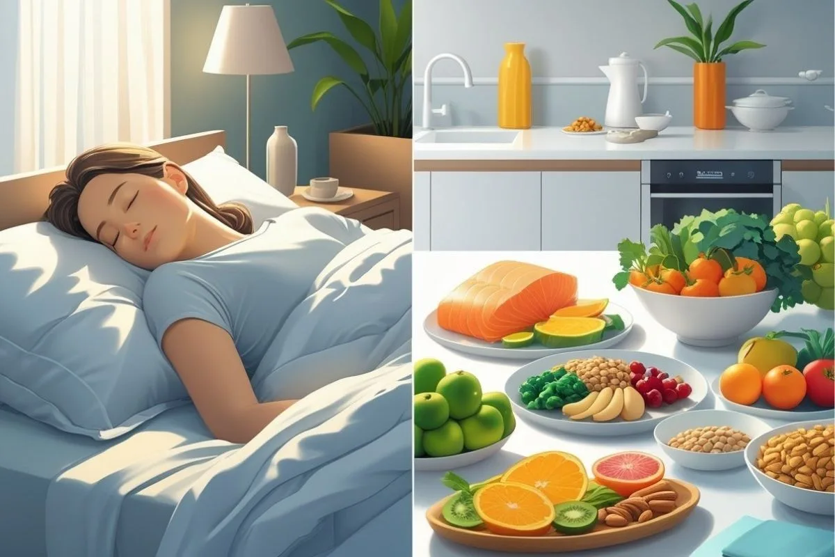 Can Lack of Sleep Cause High Cholesterol? Understanding the Connection Nutritious foods and restful sleep illustrating lifestyle habits that may help support healthy cholesterol and cardiovascular wellness