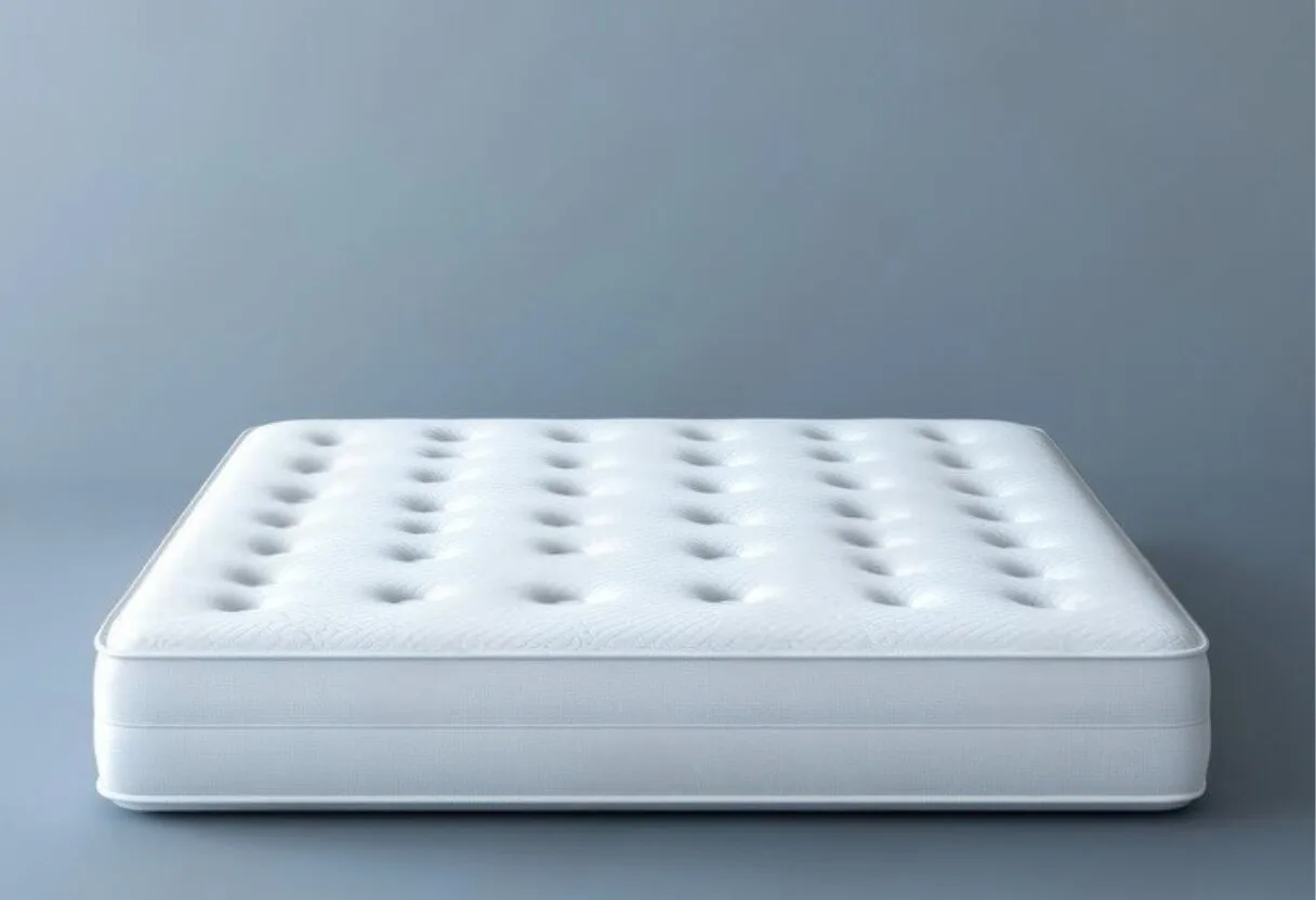 How Long Does a Latex Hybrid Mattress Last? Minimalist latex hybrid mattress displayed on a plain background to showcase its clean design and medium profile