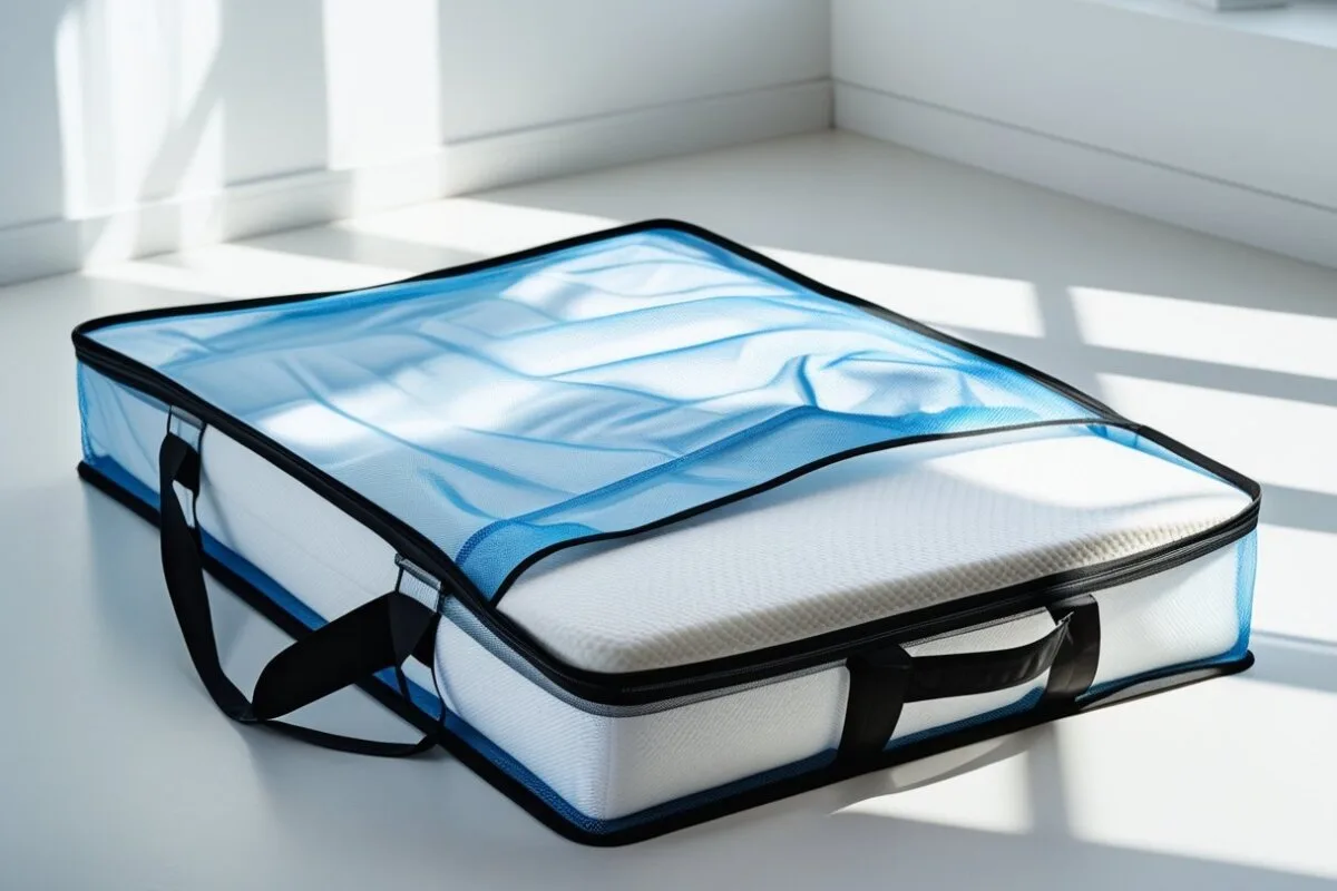 How to Move a Latex Mattress? A mattress in a mattress carrier.
