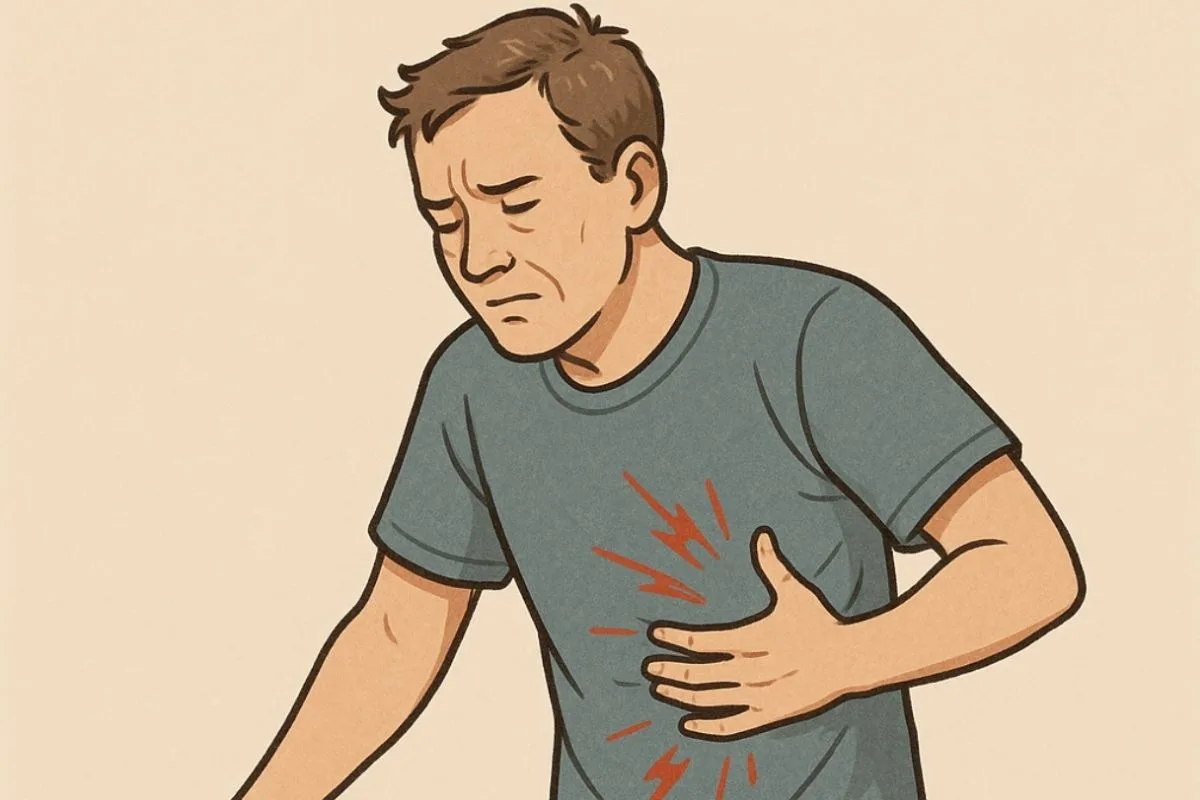 How to Sleep with Broken Ribs: Effective Positions & Tips Illustration of a person holding their chest in pain, showing common symptoms of broken ribs that can interfere with sleep