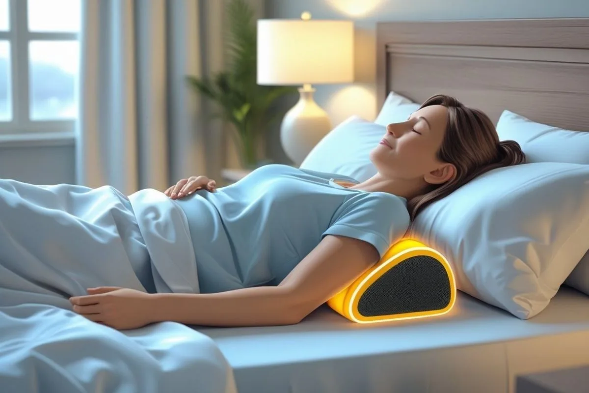 How to Sleep with Spinal Stenosis: Best Positions & Tips Person using a cervical support pillow to maintain proper neck alignment and improve sleep with spinal stenosis