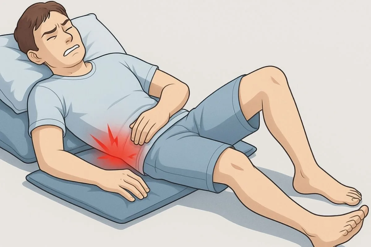 How to Sleep with Tailbone Pain: Effective Positions & Tips Poor back sleeping posture causing increased tailbone pressure and discomfort during sleep
