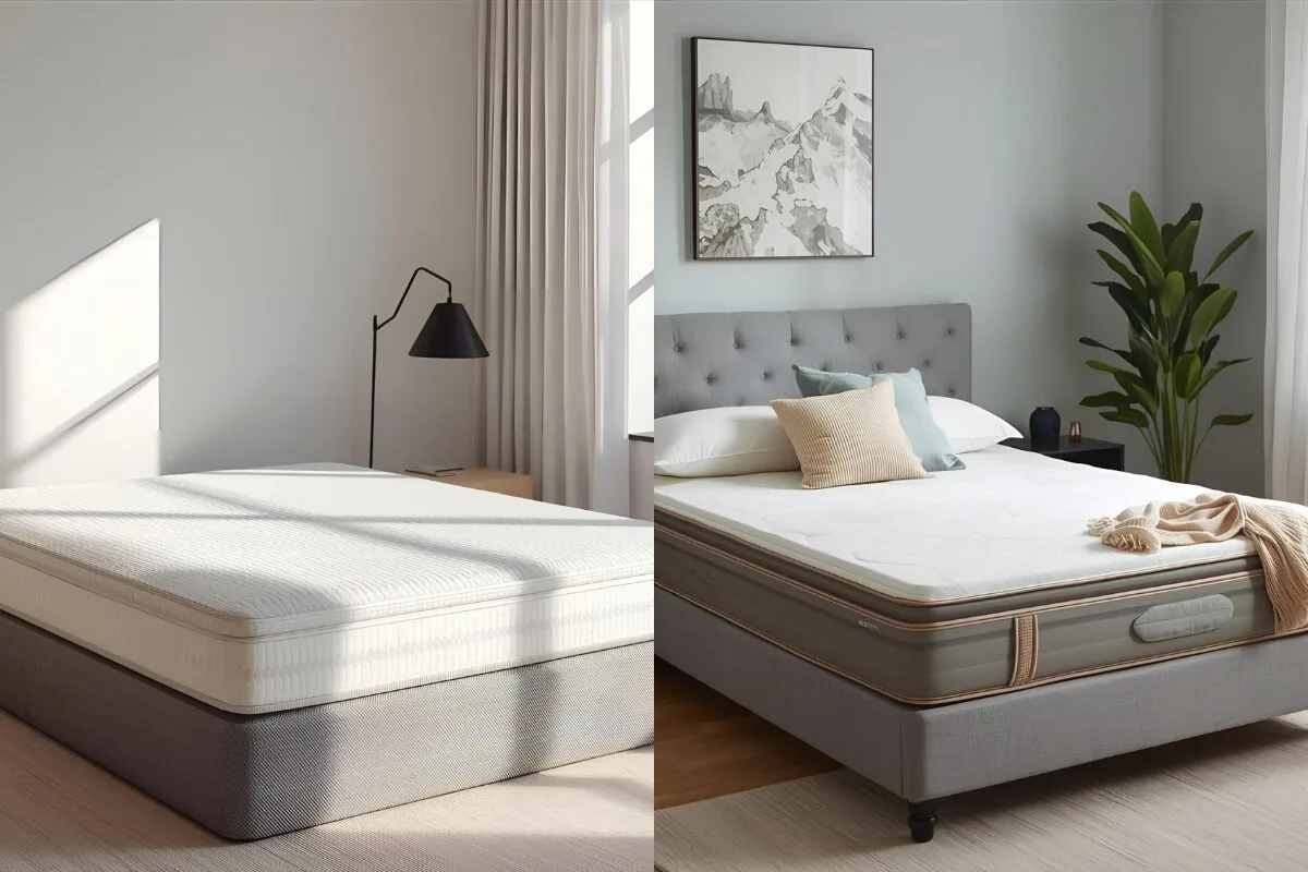 2 images of beds.