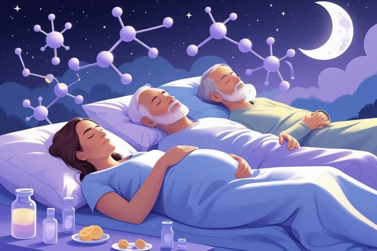 Progesterone for Sleep: Benefits, Uses, and Side Effects Older adults sleeping peacefully to illustrate progesterone’s potential role in age-related sleep support