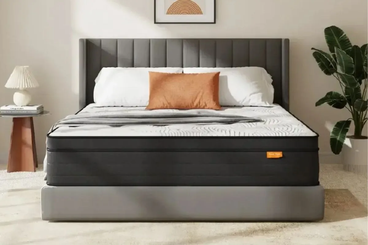 SweetNight Twilight Hybrid Mattress displayed in a modern bedroom, highlighting supportive comfort for restful sleep and healthy dream cycles