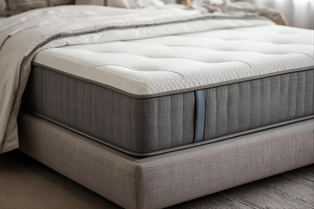 A closeup of a bed.