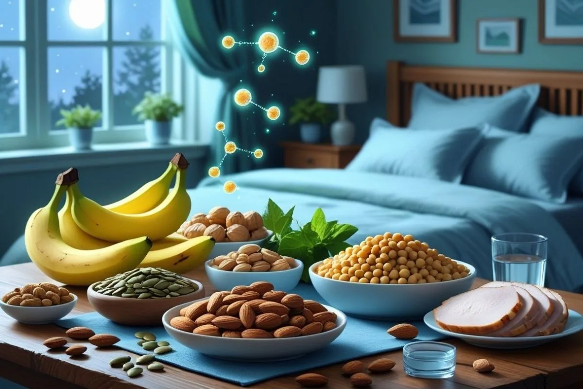 Glycine for Sleep: Benefits, Dosage, and Side Effects Foods naturally rich in glycine, including nuts, seeds, legumes, and poultry, to support healthy sleep