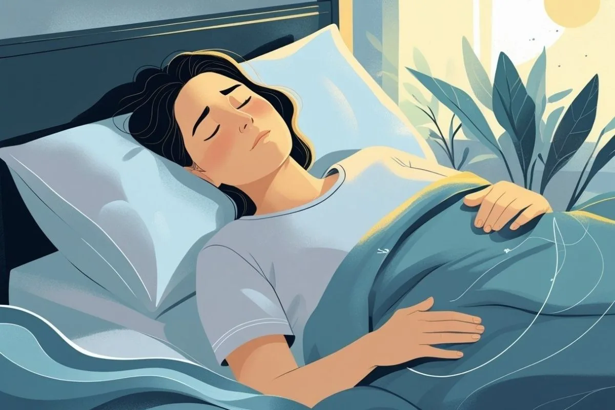 Pain and Sleep: How to Sleep When In Pain? Person sleeping with abdominal discomfort, demonstrating how pain management can improve sleep quality