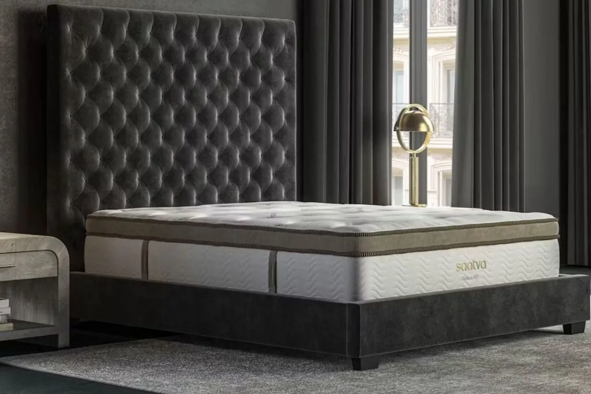 Saatva Solaire Adjustable Firmness Mattress showcasing its premium design and safety-focused materials for healthier sleep