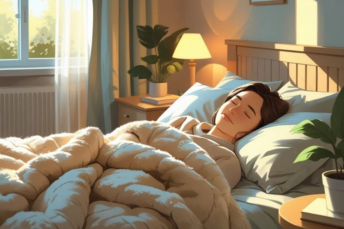 Person enjoying deep, restorative sleep under a cozy blanket to support long-term health and longevity