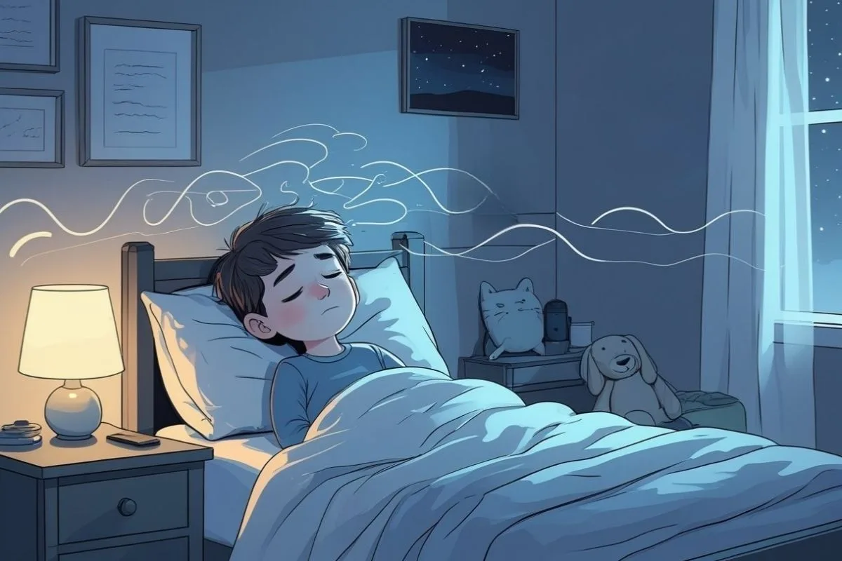 Autism and Sleep: Understanding Challenges and Solutions Child lying awake in bed, demonstrating common sleep difficulties and nighttime restlessness experienced by children with autism