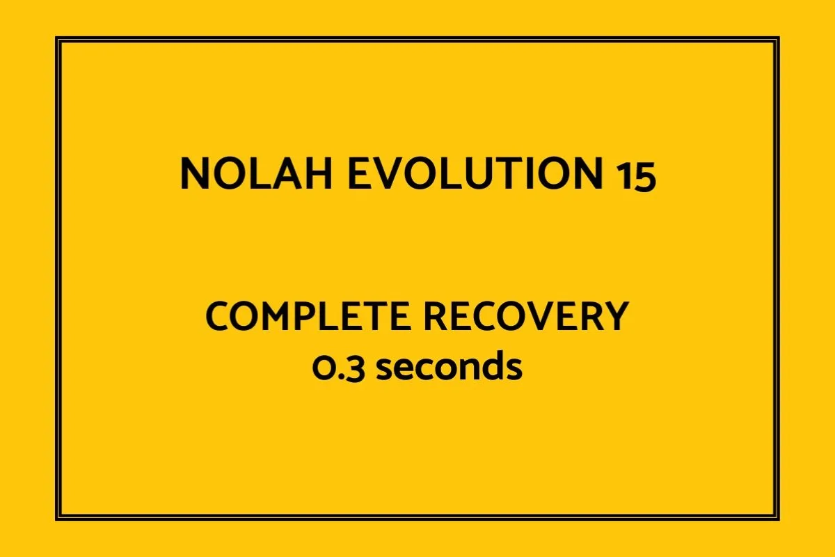 Response time comparison showing the Nolah Evolution 15 mattress recovering in 0.3 seconds after pressure is removed