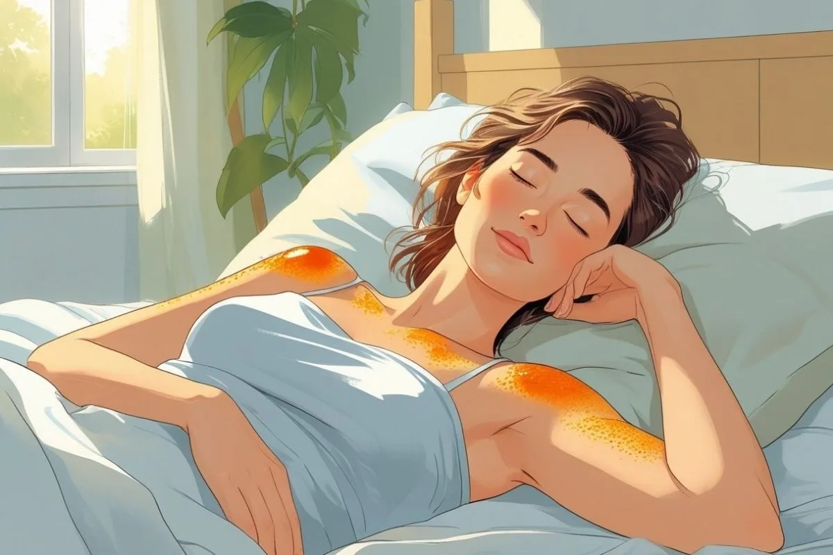 How to Sleep with a Sunburn: Effective Tips for Painless Nights Side sleeper resting with sunburned shoulders supported, demonstrating comfortable sleep positions for sunburn relief
