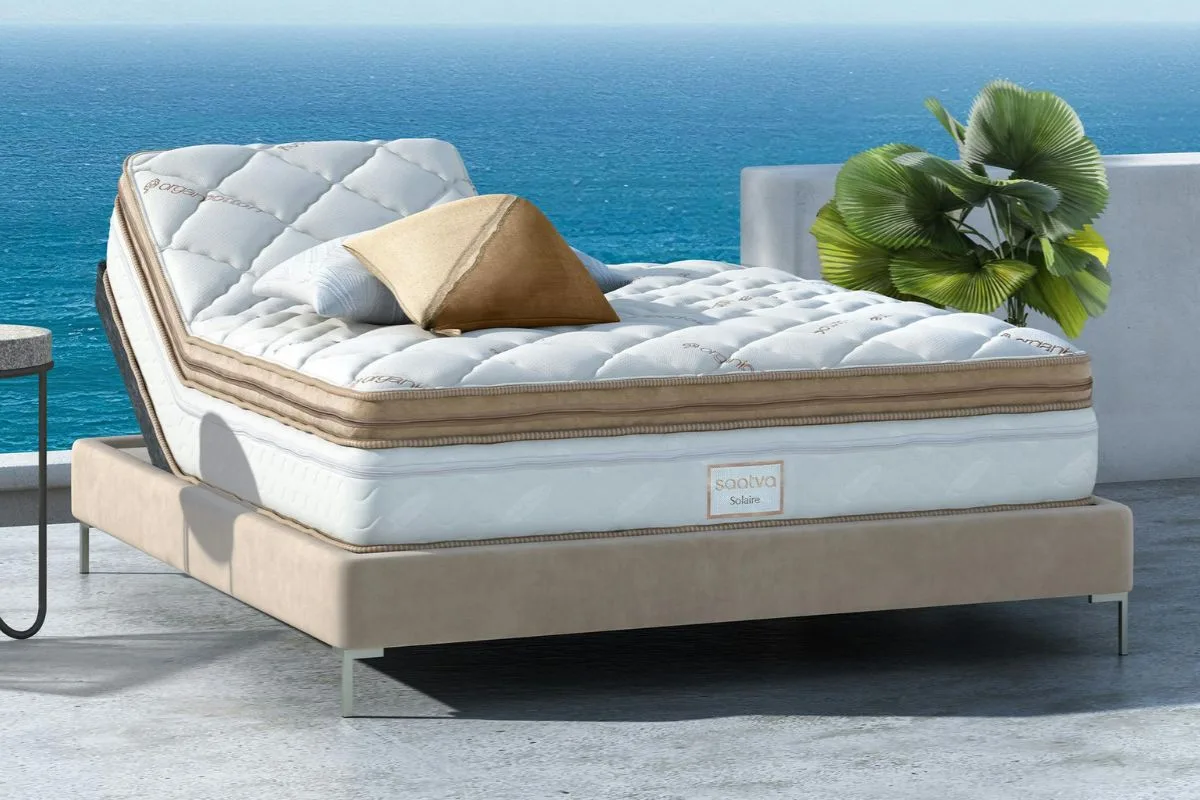 Saatva Solaire Adjustable Firmness Mattress paired with an adjustable base, highlighting proper use to protect warranty coverage