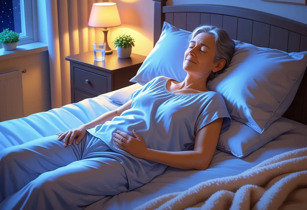 Is Sleeping on Left Side Bad for Heart Health? Best Sleep Position An illustration of a woman sleeping on a bed.
