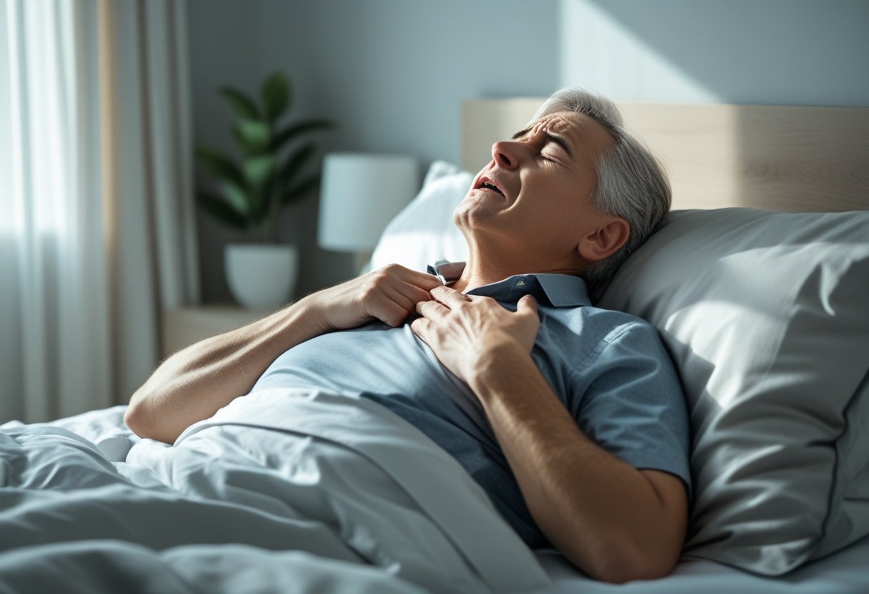 An illustration of an old man sleeping.