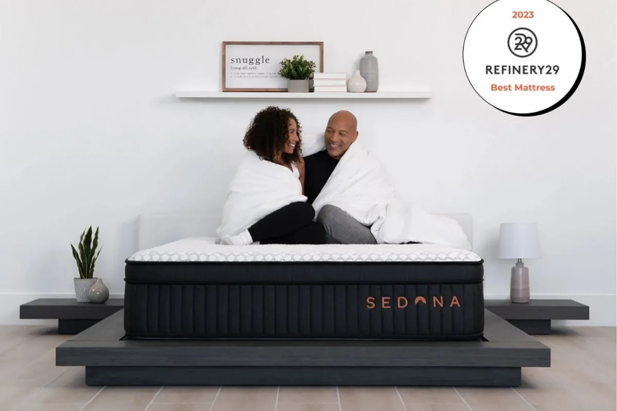 Tossing and Turning at Night: Causes and Effective Solutions Couple relaxing on the Brooklyn Bedding Sedona Mattress, highlighting pressure relief and motion isolation for less tossing and turning during sleep