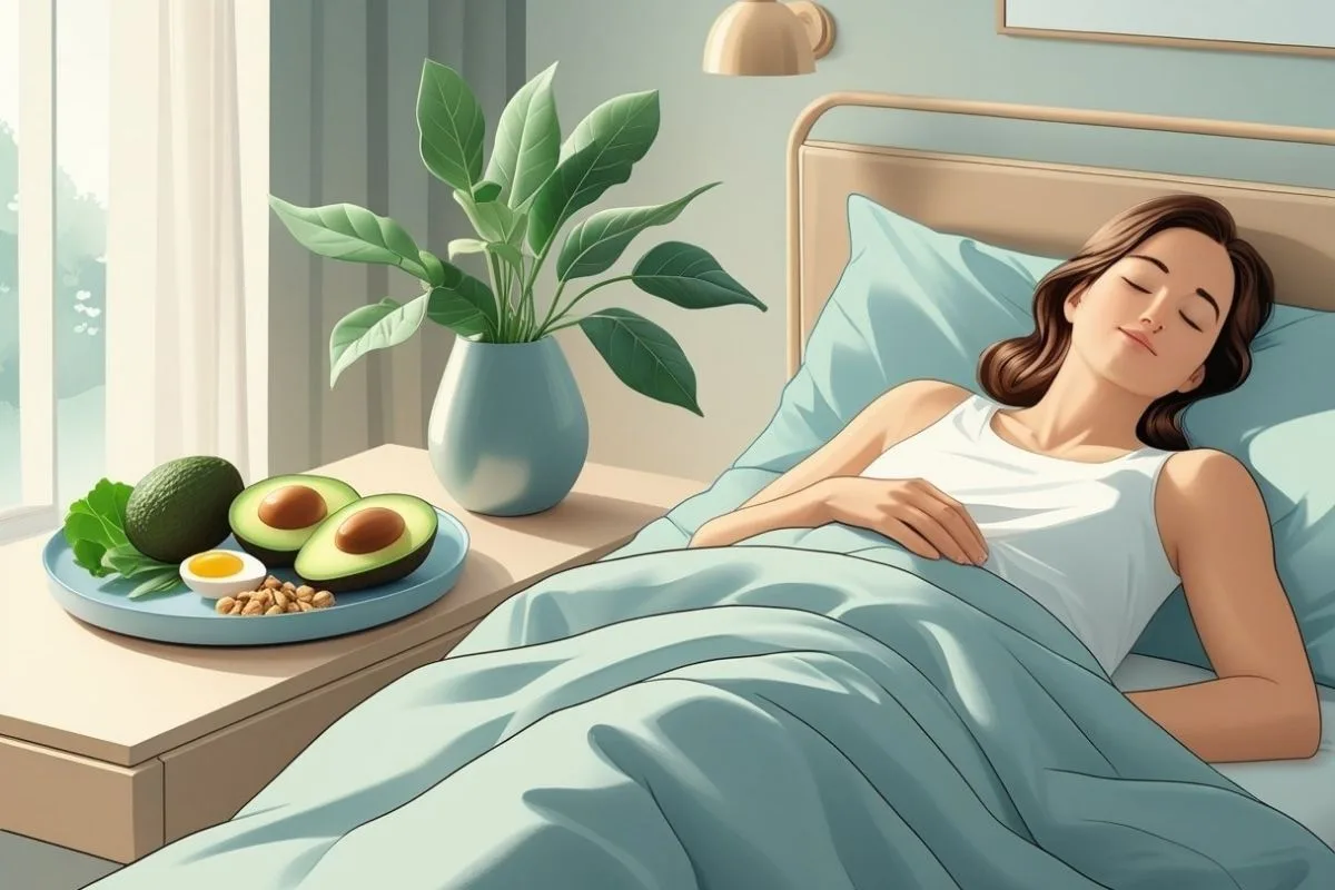 Keto Insomnia: Causes, Symptoms, and Effective Remedies Healthy keto bedtime snack with avocado and nutrient-rich foods to promote restful sleep during ketosis