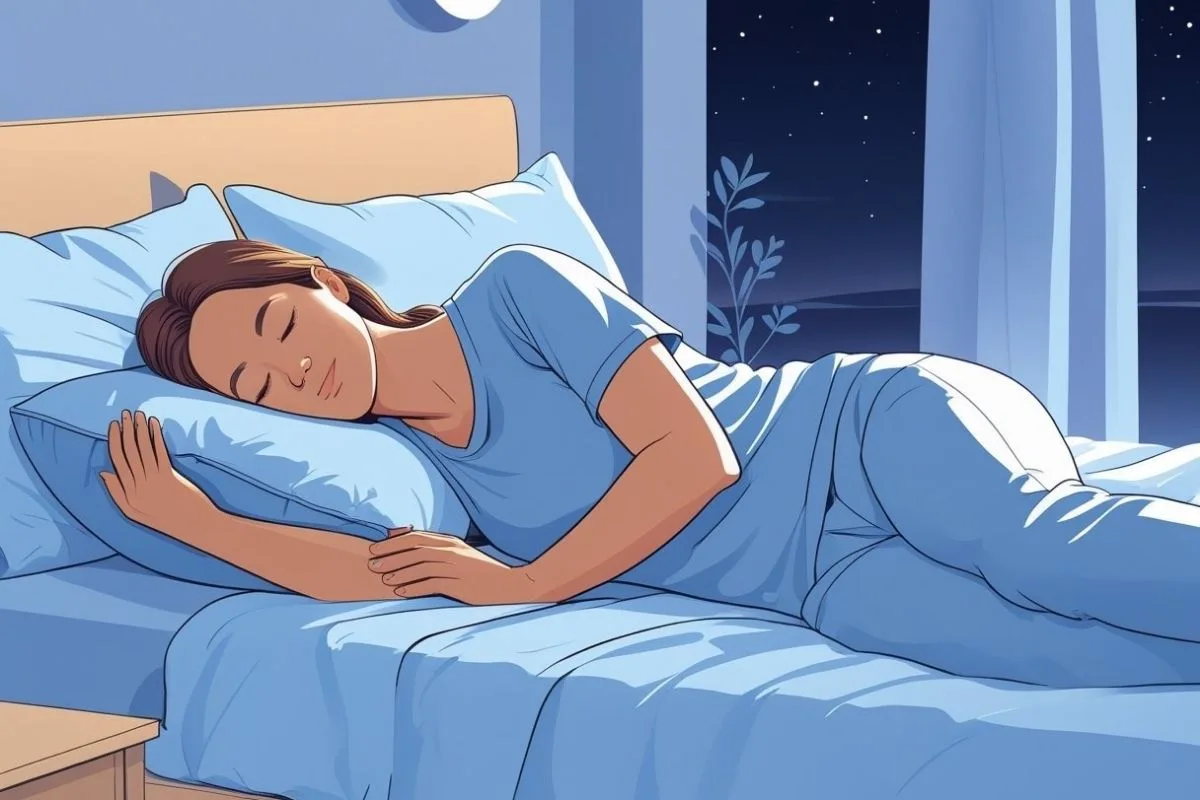What are The Best Sleeping Positions for Sacroiliac Joint Pain Relief? Side sleeping position demonstrating proper spinal and hip alignment for sacroiliac joint pain relief