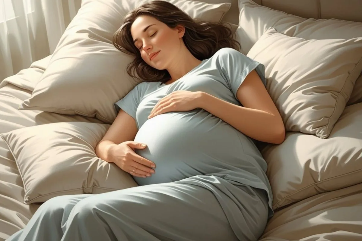 What are The Best Sleeping Positions for Sacroiliac Joint Pain Relief? Pregnant sleeper using supportive pillows to relieve pressure on the sacroiliac joints while sleeping