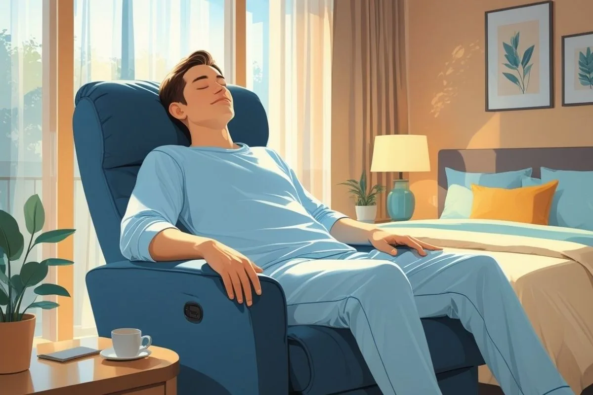 Sleeping Upright: Benefits, Risks, and Tips for Comfortable Rest Sleeping upright in a recliner to support easier breathing and nighttime comfort