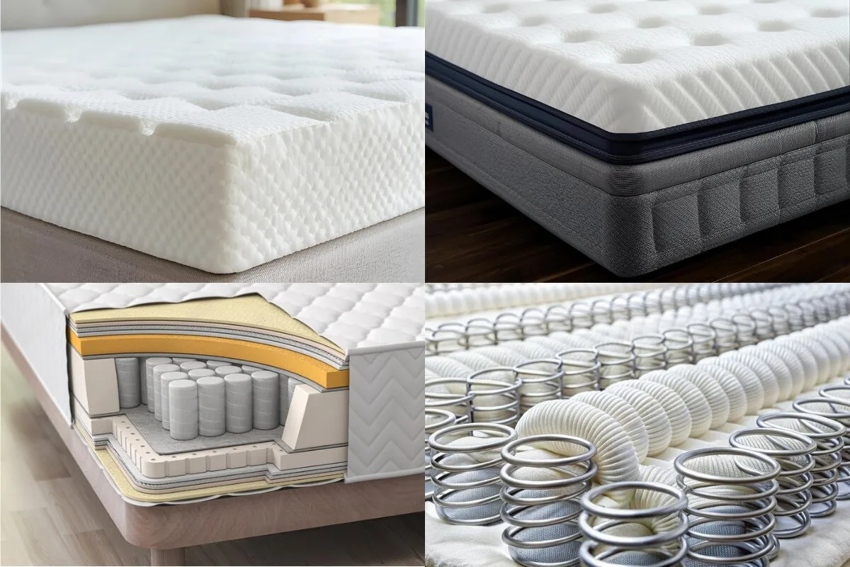 What Firmness Mattress for Side Sleepers? 4 Different images of mattress layers.