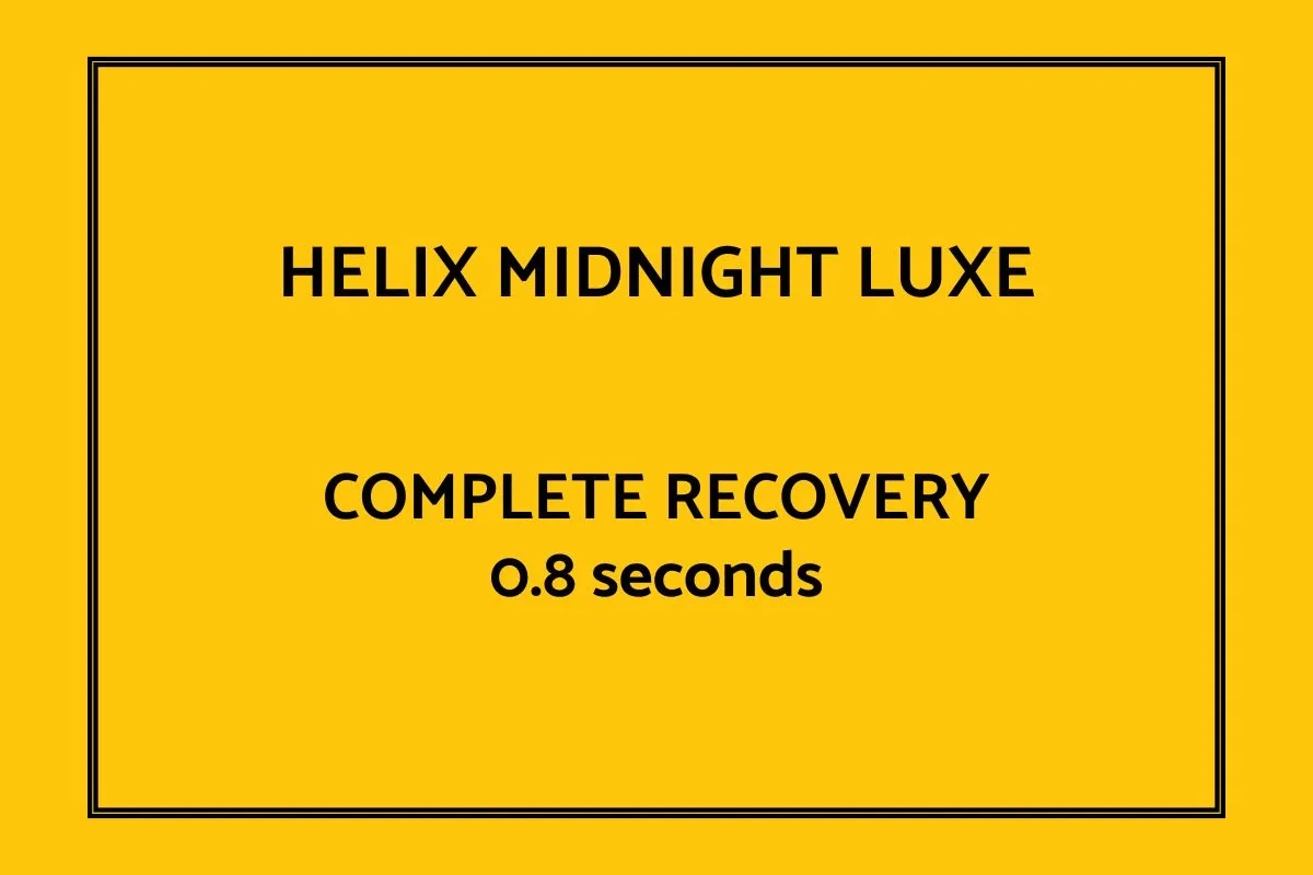 Helix Midnight Luxe response time test showing fast foam recovery after pressure is removed