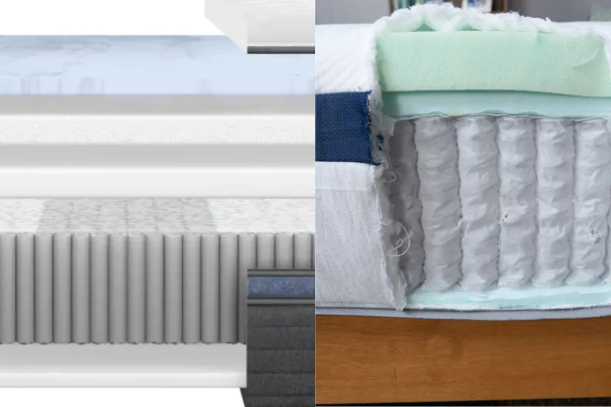 Helix Midnight Luxe vs Helix Midnight Cross-section comparison of the Helix Midnight Luxe and Helix Midnight mattress construction and support layers