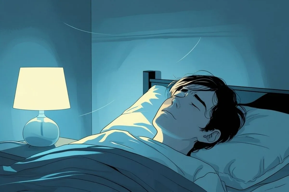 OCD and Sleep: Does OCD Cause Insomnia? Restless sleeper demonstrating intrusive thoughts and difficulty falling asleep caused by OCD