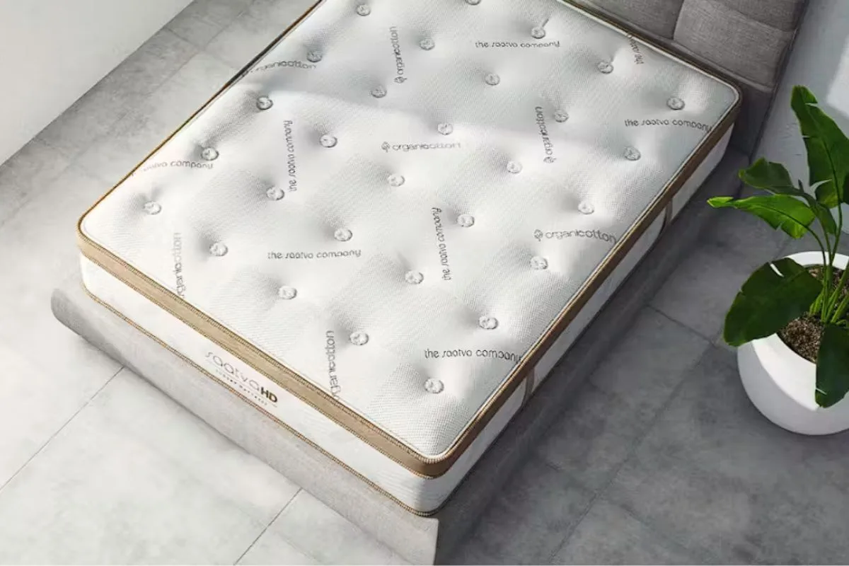 Top view of the Saatva HD Mattress showcasing the sleep surface users evaluate throughout the trial period
