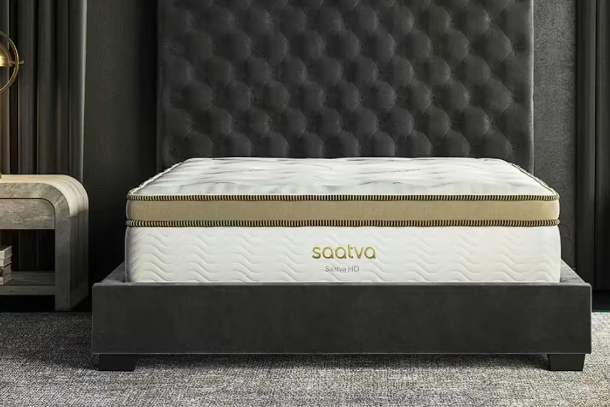Front view of the Saatva HD Mattress illustrating the premium design experienced during the trial period