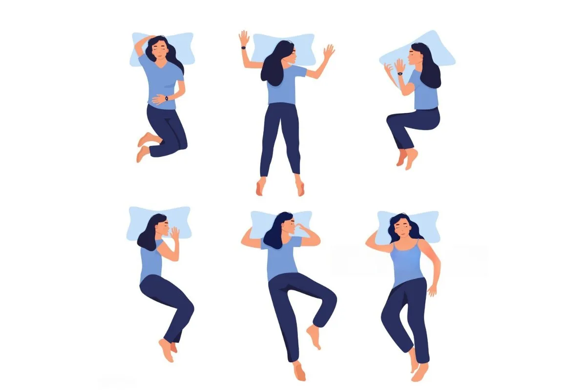 What Does “Combination Sleeper” Mean? A diagram of women sleeping in different sleeping positions.
