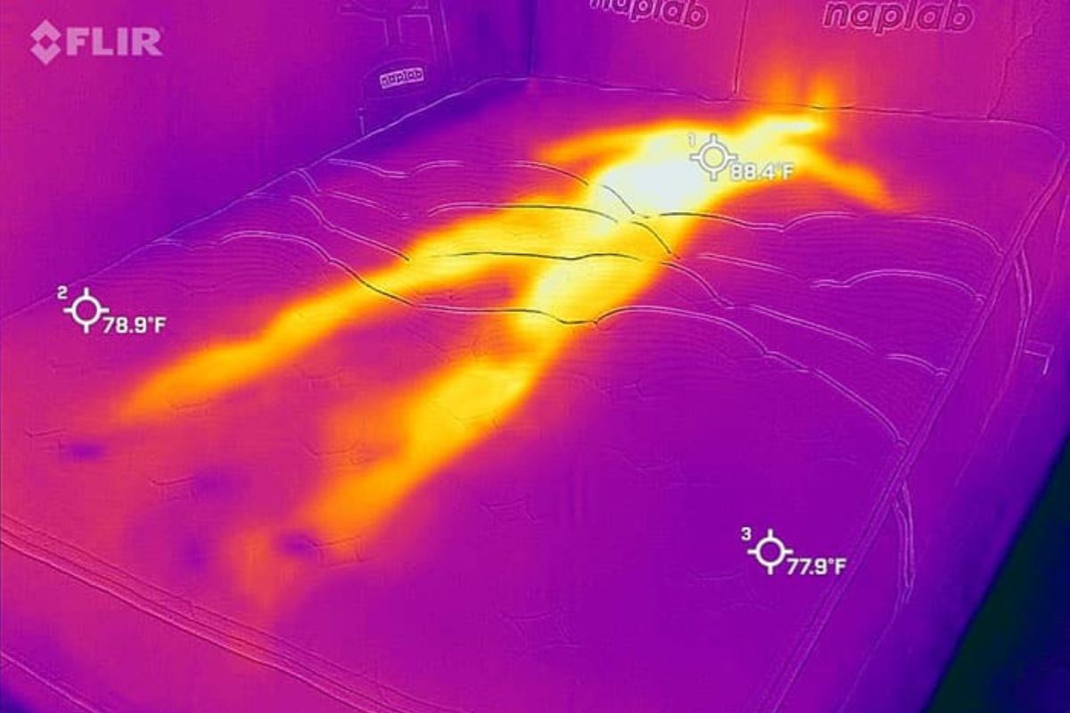 Thermal image showing mattress heat retention and cooling performance