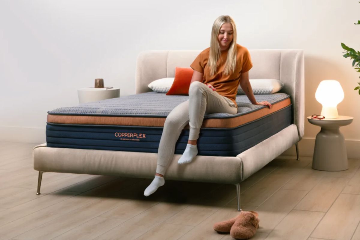CopperFlex 12 mattress by Brooklyn Bedding on a modern bed frame