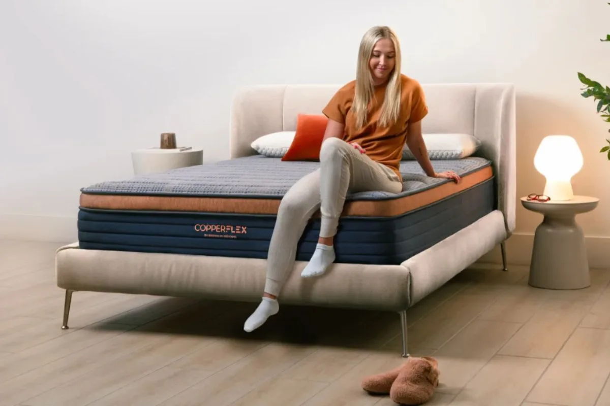 CopperFlex 12 mattress by Brooklyn Bedding on a modern bed frame